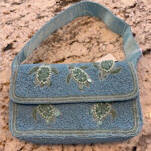 Turtle Beaded Baguette Shoulder Bag Viral TikTok NWT